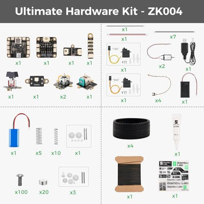 Makerworld CyberBrick Beginner Hardware Kit ZK004 (1 Vehicle,1 Remote),3D Printing STEM,DIY Build RC Car& Programmable Robotics Set,Modular Coding Electronics Learning Set for Bambu Lab Maker - size: ZK004 - Cyberbrick Beginner