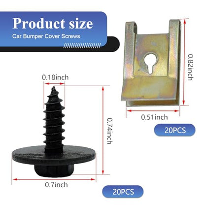 40Pcs Car U Clip Screw Kit, Automotive U Nut Clip with Self Tapping Screws for Fender Liner Bumper Body Panel, Universal Vehicle Fastener Assortment for Car Truck SUV ATV RV (Black&Gold)