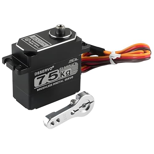 BLS3375 75kg Metal Gear Digital Servo Brushless Motor 4.8-8.4V RC Servo All Aluminum Case Waterproof IP67 with 25T Metal Servo Arm for RC Car Robot