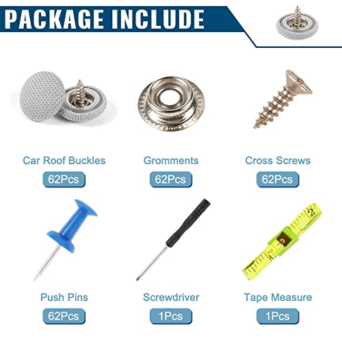OTUAYAUTO 60PCS Car Roof Headliner Repair Kit | Auto Roof Snap Rivets Retainer Roof Flannelette Fixed Buckle with Installation Tool, for Truck, SUV, UV, Car (Gray) - size: 60Pcs 6 Sizes Repair Kits for Truck SUV UV Car
