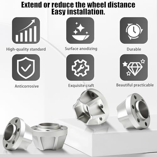 RC 12mm Metal Wheel Hex Hubs Extension Combiner Compatible with 1.9/2.2inchBeadlock Wheel Rim Axial SCX10 Traxxas TRX4 Wraith Gen7 Gen8 D90 CC01 1/10 RC Crawler, 4 Pcs - color: Silver, size: 12mm