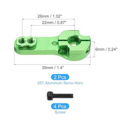 MECCANIXITY Aluminum Alloy 25T Steering Servo Arm Horn Green for DIY RC Car/Boat/Airplane Boat Accessories 2 Pcs - color: Green