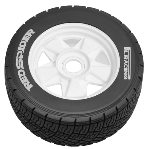 REDSPIDER 1/8 1/10 1/7 RC On Road Tires OD 3.94'' and Rally Racing Wheels 12mm 14mm 17mm Hex for 1:8 1:7 1:10 Street Touring Drift Car ARRMA Typhon 6S Losi Kyosho Tamiya TT02 HPI WR8 HSP 4PCS (White) - color: White