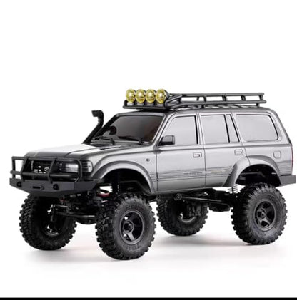 FMS 1/18 FCX18 RC Crawler Land Cruiser LC80 Toyota Officially Licensed, 4WD RTR RC Rock Truck with 2.4Ghz Transmission, Portal Axles, LED Lights for Adults Hobby Gifts (Grey) - color: Grey