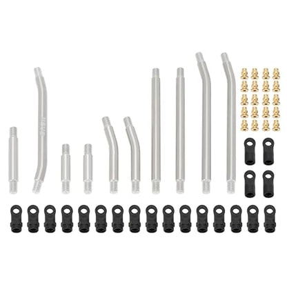MEUS Racing SCX24 Links High Clearance Chassis Links & Steering Links Set for Axial 1/24 SCX24 Deadbolt AXI90081 B17 AXI00004 RC Crawler (Aluminum Alloy) - color: Aluminum