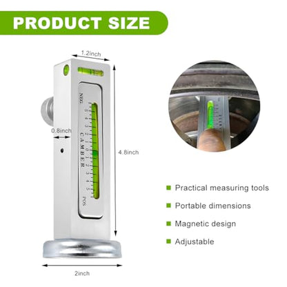 Adjustable Magnetic Gauge Tool, Camber Castor Strut Wheel Alignment Gauge with Magnetic Base, Universal Automotive Wheel Alignment Tool for Car Truck RV Tire Repair (White) - color: White