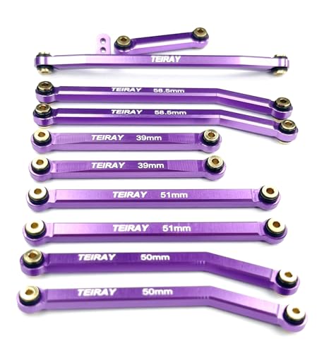 SCX24 Links Upgrades High Clearance RC Crawler Car Steering Rod Tie for AXIAL 1/24 SCX24 AXI00001 C10 AXI00002 Wrangler JLU AXI00006 Bronco (Purple) - color: Purple