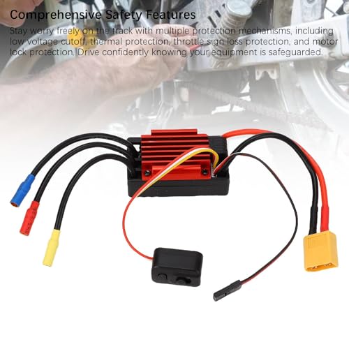 Brushless ESC, Water Proof 35A RC Speed Controller, Brushless Motor Controller with Programming Port Adjustable Braking Built in BEC for 1/18 Scale RC Cars Buggies Off Road On Road
