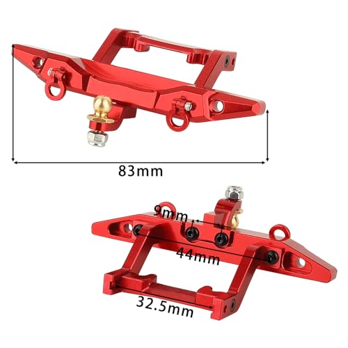 Front & Rear Bumper Aluminum for Traxxas 1/18 TRX4M TRX-4M Defender RC Crawler Car Upgrade Parts (red) - color: Red