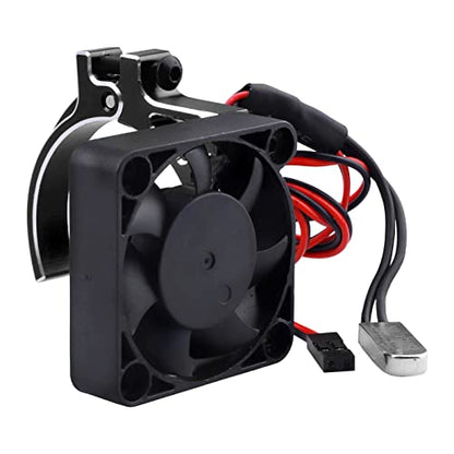 Aluminum Heat Sink with Thermal-Controlled 40mm Cooling Fan for 42mm Brushless Motors – Compatible with 4268 4274 Traxxas Arrma 1/8 & 1/10 Scale RC Cars(Black) - color: Black
