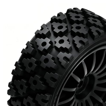 1/10 RC Wheels and Tires，70mm On Road Rubber Tires， for HPI Ken Block's Tamiya XV01 TT01 TT02B Kyosho FAZER MK2 Lc Racing PTG HSP RGT RC 3RACING D5 1/10 RC Rally Car (Black) - color: Black