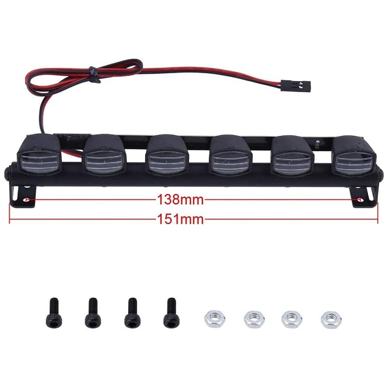 RC Car Light Bar Kit 6 LEDs Body Shell Roof Lights for 1/10 RC Crawler Car Truck Accessories - (Color: Black, CN)