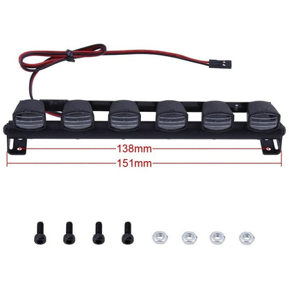 RC Car Light Bar Kit 6 LEDs Body Shell Roof Lights for 1/10 RC Crawler Car Truck Accessories - (Color: Black, CN)