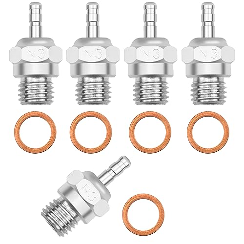 ShareGoo RC Glow Plug #3 N3 Medium Hot Spark Nitro Engine Parts 70117 Compatible with Traxxas Kyosho Redcat HPI HSP 1/8 1/10 RC Car Truck Buggy (5Pack)