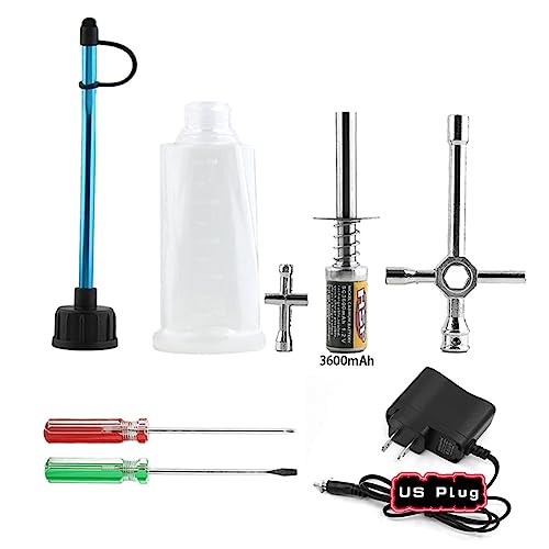 Nitro Engine Glow Plug Igniter Starter Tool Combo with Fuel Bottle & Repair Wrench Screwdriver Kit, Portable RC Starting Tools for 1/8 1/10 RC Crawler Truck Car Redcat HSP Traxxas Axial Kyosho