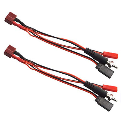 2Pack ShareGoo 3 in 1 Style T Plug Female Plug to JR Female Connector JST Female Igniter Adapter Charger Cable for 1/8 1/10 RC Glow igniter Ignition Battery Receiver Charging