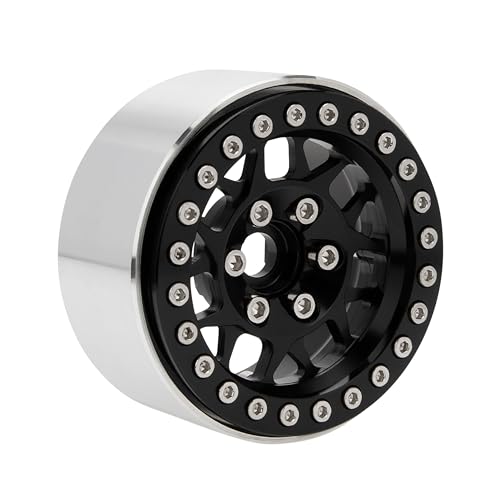 MEUS RACING 1.9 Beadlock Wheels Rims Deep-Dish Wheel for Axial SCX10 Traxxas TRX4 Vanquish VS4-10 Redcat Gen8 1/10 RC Crawler Upgrades (Style B, Black) - color: Style B, Black
