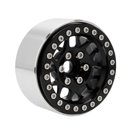 MEUS RACING 1.9 Beadlock Wheels Rims Deep-Dish Wheel for Axial SCX10 Traxxas TRX4 Vanquish VS4-10 Redcat Gen8 1/10 RC Crawler Upgrades (Style B, Black) - color: Style B, Black