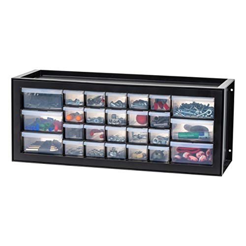 IRIS USA 26-Drawer Teacher Toolbox, Stickers, Markers, Made in USA, Black | Wall mountable, Stackable, Craft Supplies, Building Bricks, Crayons, Beads Organizer - color: Black, size: 26 Drawer