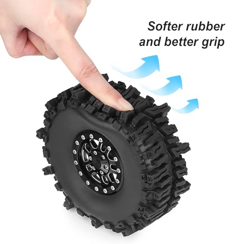 HobbyPark 1.9 Beadlock Wheels for TRX4 Axial SCX10 II III RR10 Wraith Redcat Gen 8 Gen 7 RC4WD 1/10 Scale RC Crawler Car (Black Ring w/Tires) - color: Black Ring W/Tires