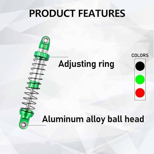 UTB18 Shocks 92MM Long Travel Shocks Absorber for Axial Capra UTB18 Upgrades Trail 4WD 1/18 RC Crawler - color: Green