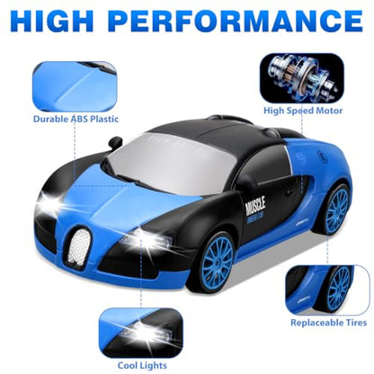 RC Drift Car, 1:24 4WD Drifting RC Cars 2.4GHz High Speed Remote Control Car with LED Light and Drift Tires Racing Toy Cars for Kids Boys Girls Adults, Blue - color: Blue