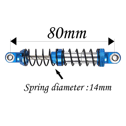 4Pcs ShareGoo Adjustable Metal Shock Absorber 70/80/90/100/110/120mm Damper Compatible with Traxxas TRX4 TRX6 G63 Axial SCX10 D90 90046 AXI03007 1/10 RC Rock Crawler (80mm Hole Distance) - size: 80mm Hole Distance