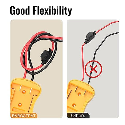 RVBOATPAT 2PCS Battery Adapter Compatible with Dewalt 20V Power Wheel Adapter Battery Converter Kit 12 AWG Wire with Fuses and Connectors for Robotic RC Car Toy - color: 2 Pack