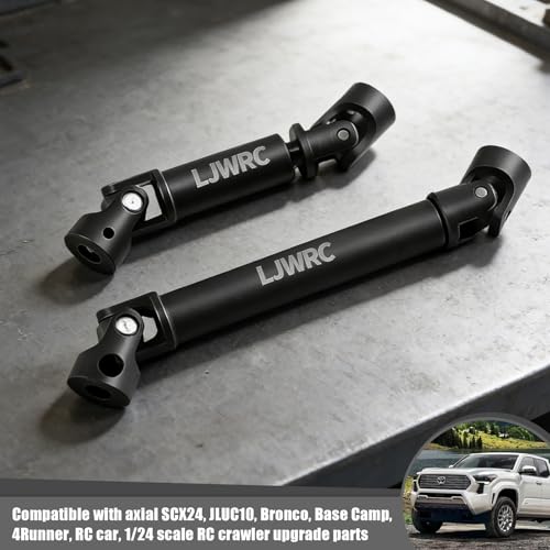 Steel Drive Shaft Set for Axial SCX24 Crawlers - Front Rear Center Shafts with D Hole - Compatible with SCX24 JLU, C10, Bronco, Basecamp, 4Runner (Black)