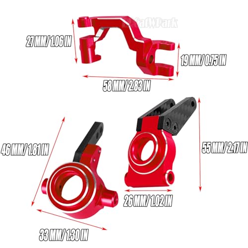 RC Aluminum Caster Block,Steering Blocks,Rear Stub Axle Carriers w/Bearings Upgrades Part for 1/10 Senton/Granite/BigRock/Vorteks/Typhon 3S Blx 4X4 Mega 550,Red