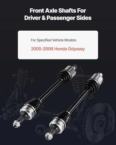 VEVOR CV Axle Shaft Assembly, 2 Pieces Front Left & Right (Driver and Passenger Side), Automotive Replacement CV Joint Axles Pair Compatible with 2005-2006 Honda Odyssey, Alloy Steel & Carbon Steel - size: 2005-2006 Honda Odyssey, style: Front Driver and