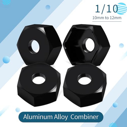 MOHERO 4Pcs 10mm to 12mm Wheel Hex Hub Adapters Combiner Aluminum Wheel Spacers for 1/10 Yokomo RC Drift Car Upgrade Parts