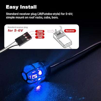 HobbyPark RC LED Flash Lights Alarm Lamp Flashing Rotating Beacon Light DC 5–6V Compatible with 1/10 TRX4 SCX10 RC Crawler Car 1/14 Tamiya Tractor RC Truck (Yellow and Blue Lights) - color: Yellow and Blue Lights