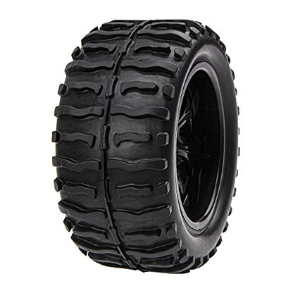 12mm Hub 4.64 inch OD Rubber Tires & Wheel Rim with Foam for 1/10 Scale Traxxas Slash HPI HSP Volcano ExceedRC Infinitive Off-Road Car Monster Truck (Style 2), Black - style: Style 2