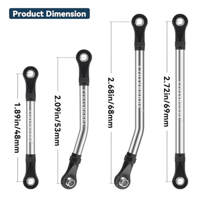 High Clearance Links Stainless Steel Chassis Linkage Set for 1/18 Traxxas TRX4M Bronco Defender RC Crawler Upgrade Parts(8Pcs)