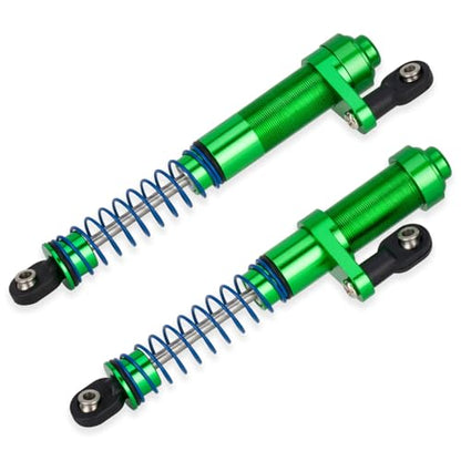 80-100mm Adjustable Threaded Oil Shocks for 1/10 RC Crawler SCX10 TRX4 D90 | CNC aluminum body with offset cap Dampers.Fits for Axial Capra VS4-10 90046 Tamiya LCG Cheater rigs.RC Car Upgrade Parts. - color: Green