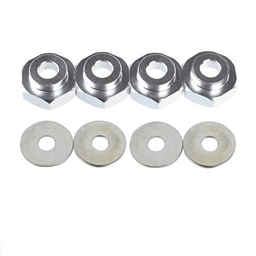 4PCS Aluminum Alloy 12mm Turn to 17mm Wheel Rim Hex Adapter for 1/10 RC On Road Car Buggy Truck Can Use 1/8 Tires(Silver) - color: Silver