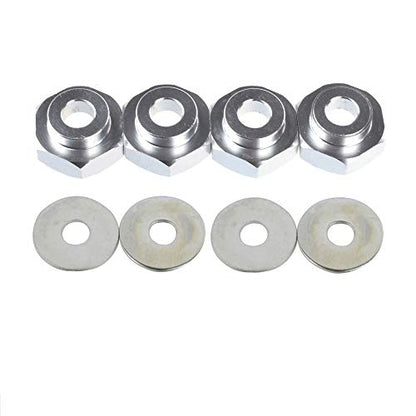4PCS Aluminum Alloy 12mm Turn to 17mm Wheel Rim Hex Adapter for 1/10 RC On Road Car Buggy Truck Can Use 1/8 Tires(Silver) - color: Silver