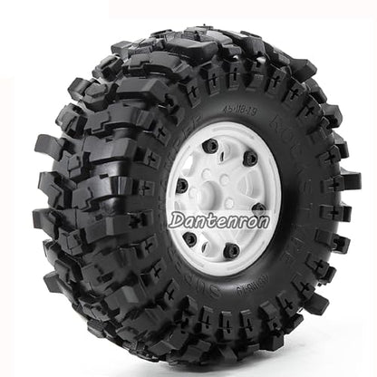 1.9 Rock Crawler Mud Tires and Plastic Wheels Rims OD 118mm 1/10 rc Rubber Grappler hubs Tyres with Foam for 1:10 Crawler Car Tamiya CC01 Traxxas TRX4 Axial SCX10 II RC4WD Gen8 4PCS (White) - color: White
