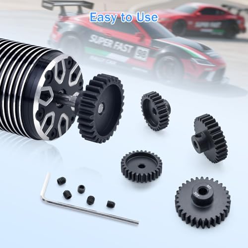 Metal Steel M1 Pinion Gear 26T 27T 28T 29T 30T 5mm Shaft Gears with Hex Key for 1/8 RC Car Brushless Brush Motor Parts - size: 26T 27T 28T 29T 30T