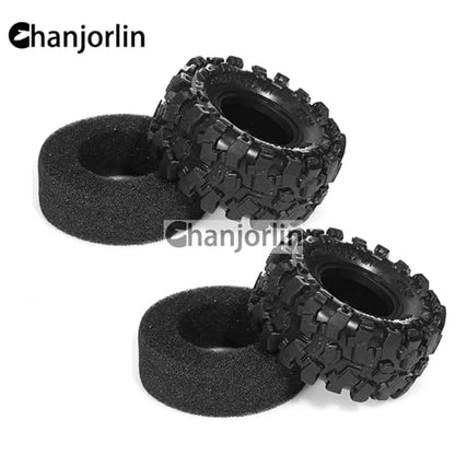 1.0 RC Crawler Tires 1/24 1/18 All Terrain Super Soft Sticky Rubber Mud Slingers Tyres For 1:24 1:18 Rock Crawler Car Axial SCX24 FMS AX24 FCX18 FCX24 TRX4M 1.0" Beadlock wheels Rim 4PCS