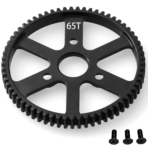 32P Spur Gear, 65T 0.8 Metric Pitch, Compatible with 32P, Hardened Steel 65 Tooth 0.8M Spur Main Gear for 1/10 TRAXXAS Ford Rustler Slash Stampede 4X4 Summit T-Maxx E-REVO Jato Arrma, Replace #3960 - size: M0.8-Spur Gear-65T