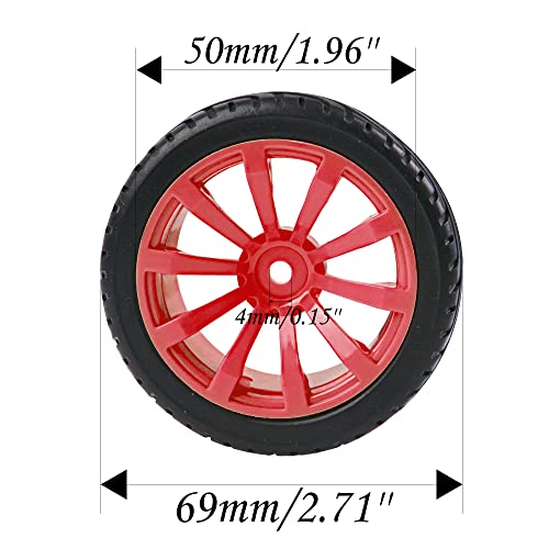 10-Spoke RC 12mm Hex Hub Wheel Rims & Rubber Tires Compatible with HSP Tamiya HPI Kyosho 1/10 On-Road Touring Car,WLtoys 1/14 144001 Traxxas 1/16 Slash RC 1/18 A959B Buggy (Red) - color: Red