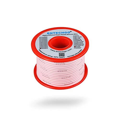 BNTECHGO 30 Gauge Silicone Wire Pink 100ft Stranded Tinned Copper Wire | Flexible 30 AWG Stranded Wire Silicone Rubber Insulation For RC Models, Drone, Robot, LED Lighting Systems, 3D Printer, DIY - size: 30 gauge silicone wire 100ft, style: Pink
