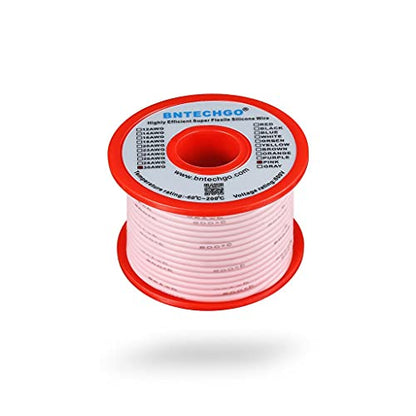 BNTECHGO 30 Gauge Silicone Wire Pink 100ft Stranded Tinned Copper Wire | Flexible 30 AWG Stranded Wire Silicone Rubber Insulation For RC Models, Drone, Robot, LED Lighting Systems, 3D Printer, DIY - size: 30 gauge silicone wire 100ft, style: Pink
