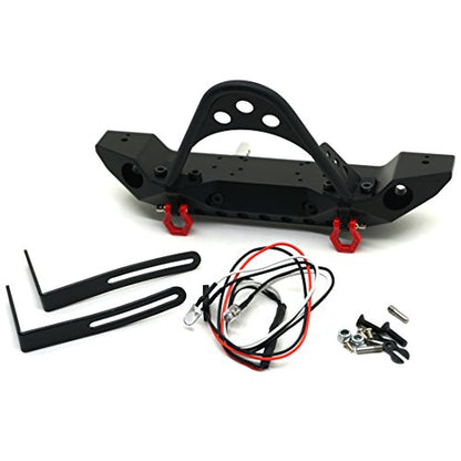 1Pcs Metal Front Bumpers with LED Light for 1/10 Axial SCX10 90047 RC Crawler Car