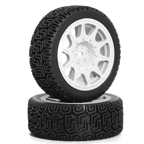 REDSPIDER 12mm Hex RC Wheels and Tires Nylon Wheel Rims OD68mm Rubber Tires Compatible with Tamiya TT01 TT02 XV01 HSP HPI Kyosho Traxxas WLtoys 1/10 1/12 On-Road Touring Car (White) - color: White