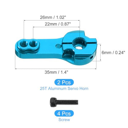 MECCANIXITY Aluminum Alloy 25T Steering Servo Arm Horn Blue for DIY RC Car/Boat/Airplane Boat Accessories 2 Pcs - color: Blue