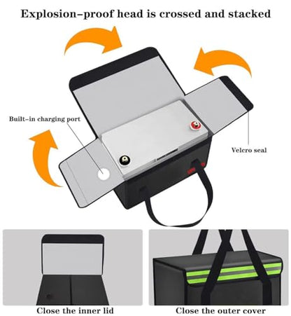 14.2"x7.9"x7.9" Ebike Battery Safe Bag Fireproof Charging Bag Large Capatity for Lipo Battery Pack Storage Charging Transport, Home Office Travel Fireproof Safe Storage Pouch - size: 360*200*200mm