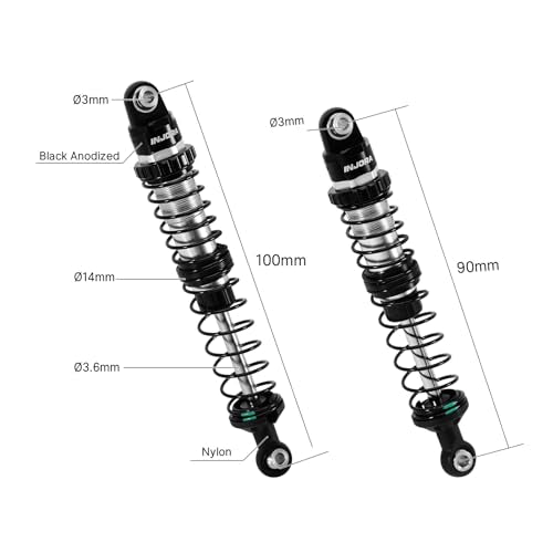INJORA DRX 90&100mm Dual-rate Spring Oil Shocks for SCX10 1/10 RC Crawler